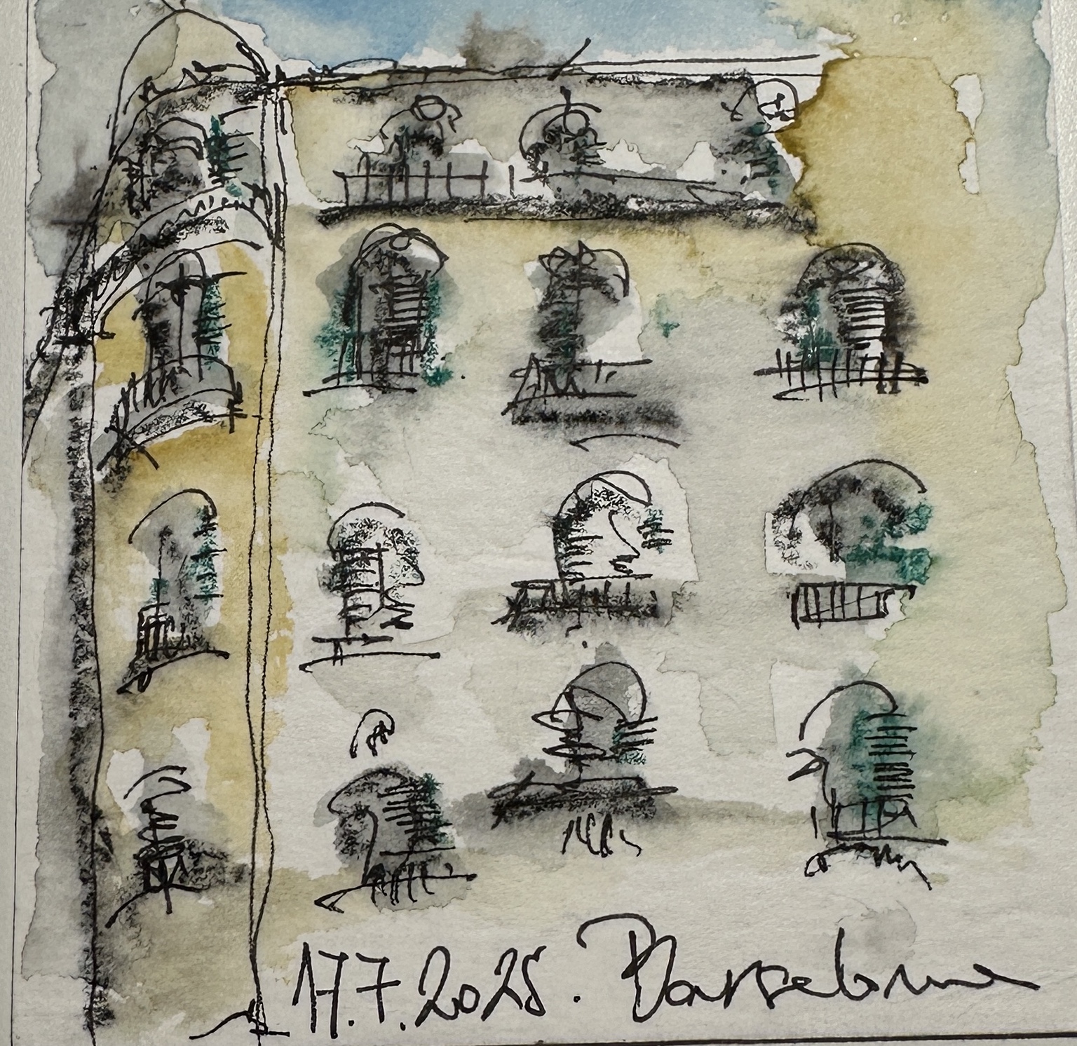 Arhitektonska skica iz Barselone u Art dnevniku